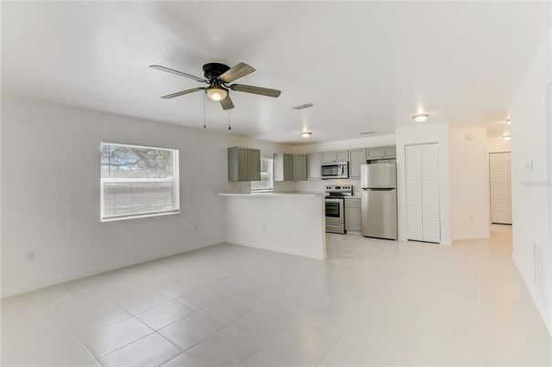 Empty room, Interior, Kitchen, Stainless Steel Appliances