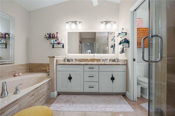 Bathroom, Dual Sink Vanities, Glass Shower, Interior