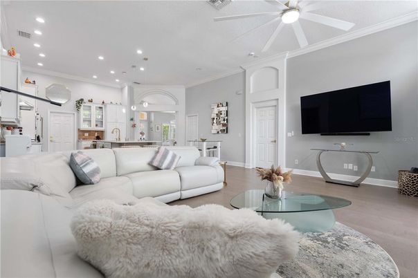 Interior, Kitchen, Living room, Recessed Lighting, Wood Texture Flooring