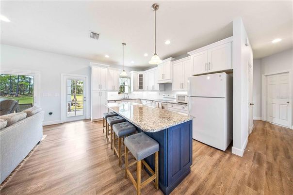Interior, Kitchen, Pendant Lights, Recessed Lighting, Wood Texture Flooring