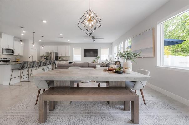 Dining room, Interior, Kitchen, Living room, Pendant Lights, Recessed Lighting, Stainless Steel Appliances