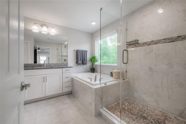 Bathroom, Glass Shower, Interior, Recessed Lighting