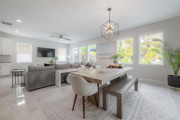 Dining room, Interior, Living room, Pendant Lights, Recessed Lighting