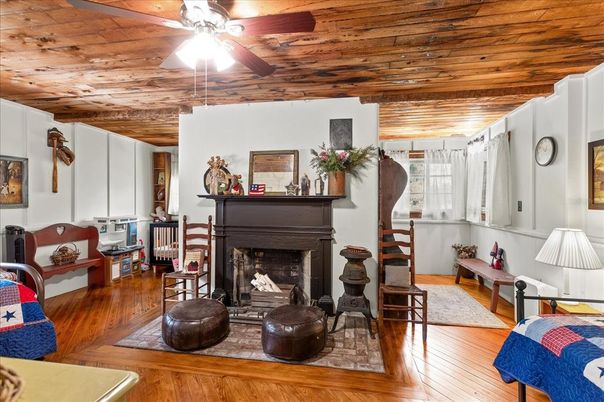 Fireplace, Interior, Living room, Wooden Ceilings, Wood Texture Flooring