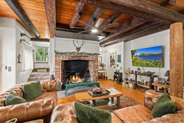 Fireplace, Interior, Living room, Wooden Beams, Wooden Ceilings, Wood Texture Flooring