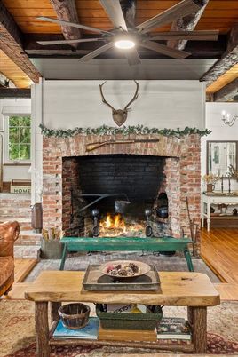 Fireplace, Interior, Living room, Wooden Beams, Wooden Ceilings, Wood Texture Flooring