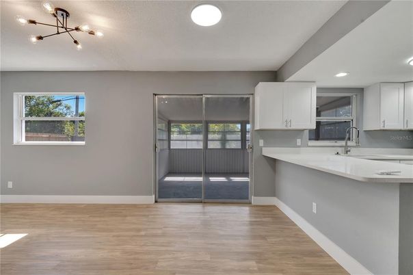 Interior, Kitchen, Recessed Lighting, Wood Texture Flooring