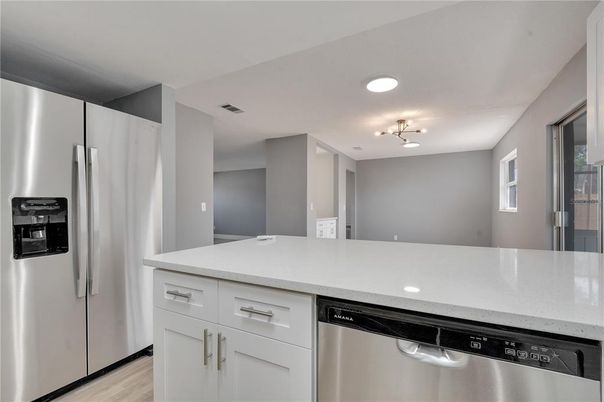 Interior, Kitchen, Stainless Steel Appliances, Wood Texture Flooring