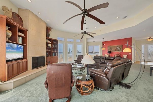 Dining room, Fireplace, Interior, Living room, Pendant Lights, Recessed Lighting