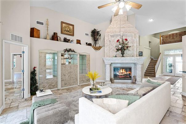 Fireplace, Interior, Living room, Recessed Lighting