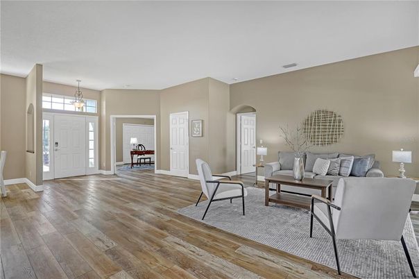 Dining room, Interior, Living room, Pendant Lights, Wood Texture Flooring