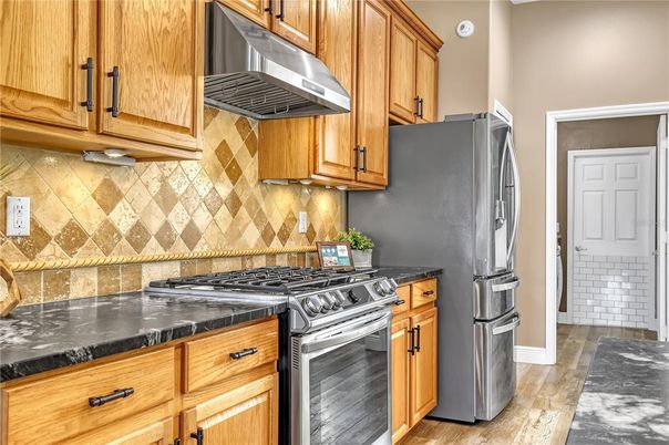 Interior, Kitchen, Stainless Steel Appliances, Wood Texture Flooring