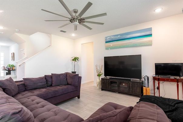 Interior, Living room, Recessed Lighting, Wood Texture Flooring