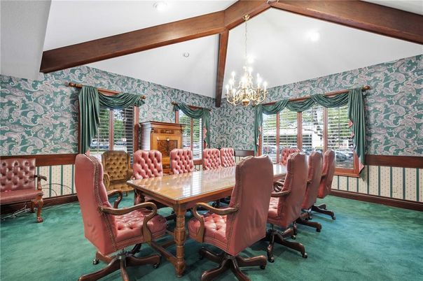 Chandelier, Dining room, Interior, Recessed Lighting, Wooden Beams