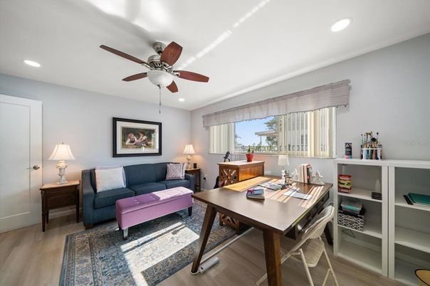 Home Office, Interior, Recessed Lighting, Wood Texture Flooring