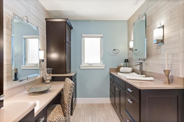 Bathroom, Dual Sink Vanities, Interior, Wood Texture Flooring