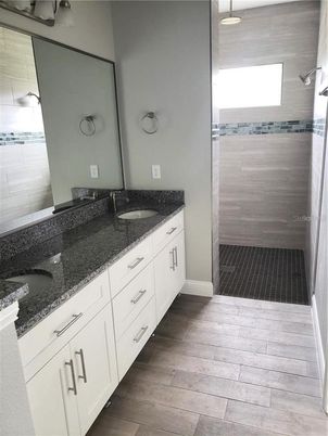 Bathroom, Dual Sink Vanities, Interior, Wood Texture Flooring