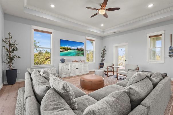 Interior, Living room, Recessed Lighting, Wood Texture Flooring