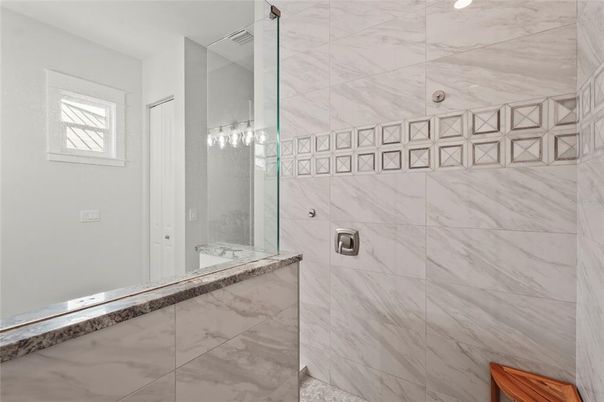 Bathroom, Glass Shower, Interior, Marble Walls