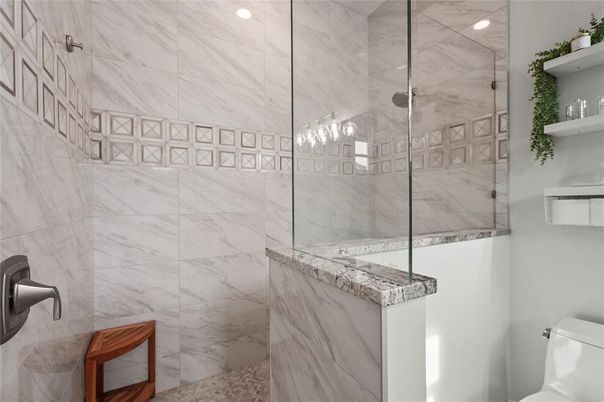 Bathroom, Glass Shower, Interior, Marble Walls