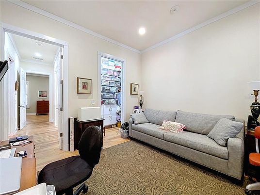 Home Office, Interior, Recessed Lighting, Wood Texture Flooring