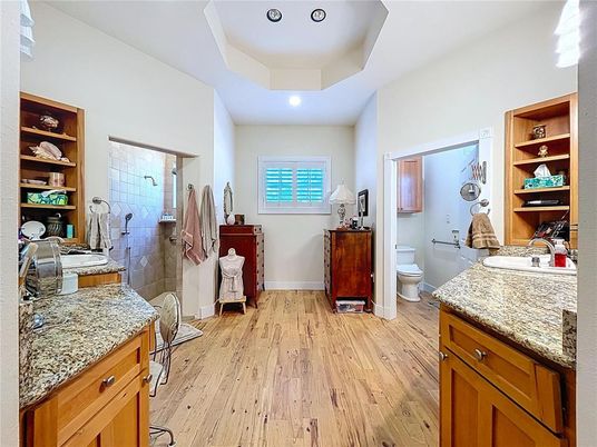 Bathroom, Interior, Recessed Lighting, Wood Texture Flooring