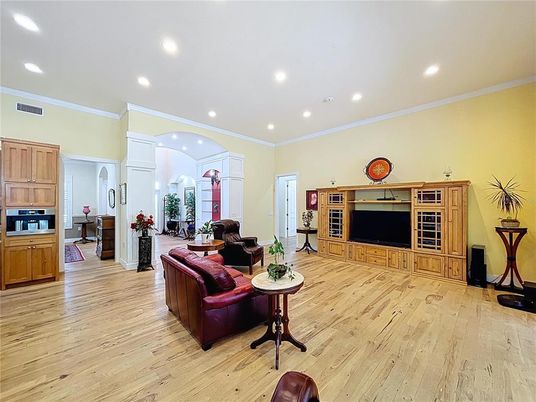 Interior, Living room, Recessed Lighting, Wood Texture Flooring