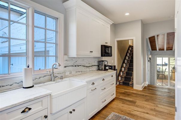 Interior, Kitchen, Recessed Lighting, Wood Texture Flooring