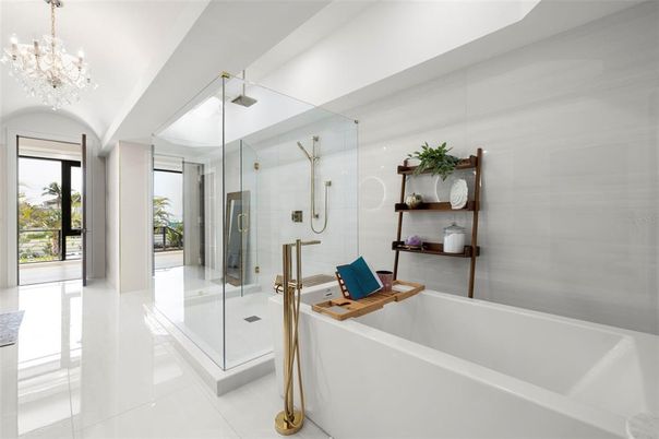 Bathroom, Chandelier, Glass Shower, Interior