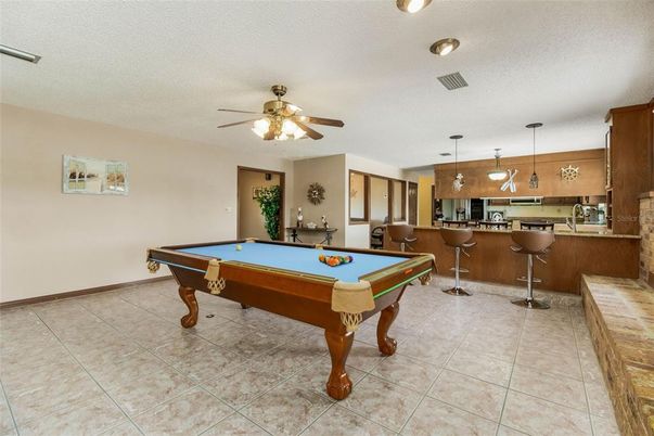 Billiard Table, Game Room, Interior, Pendant Lights