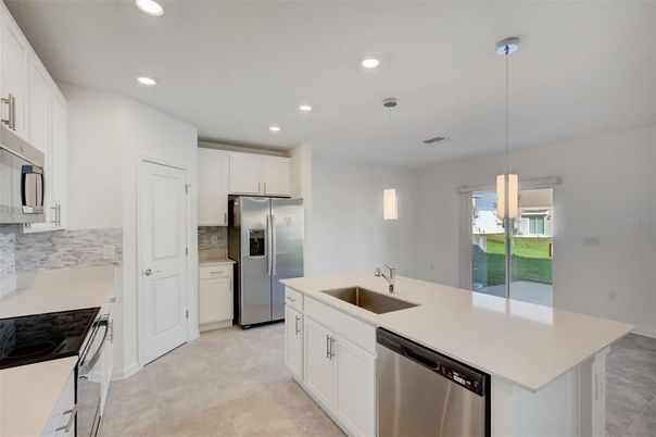 Interior, Kitchen, Pendant Lights, Recessed Lighting, Stainless Steel Appliances