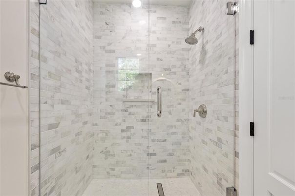 Bathroom, Glass Shower, Interior, Marble Walls
