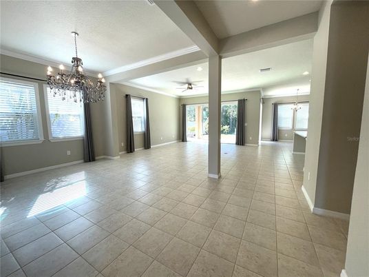 Chandelier, Empty room, Interior, Recessed Lighting