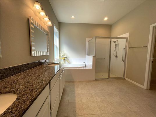 Bathroom, Dual Sink Vanities, Glass Shower, Interior, Recessed Lighting