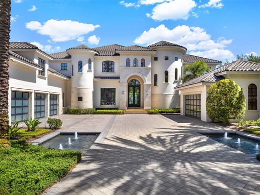 Attached, Exterior, Facade, Pool, Mediterranean