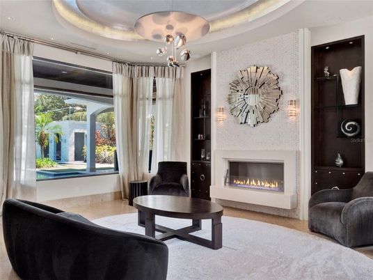Fireplace, Interior, Living room, Pendant Lights, Recessed Lighting