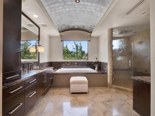 Bathroom, Dual Sink Vanities, Glass Shower, Interior, Recessed Lighting