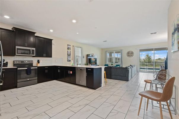 Interior, Kitchen, Marble, Recessed Lighting, Stainless Steel Appliances