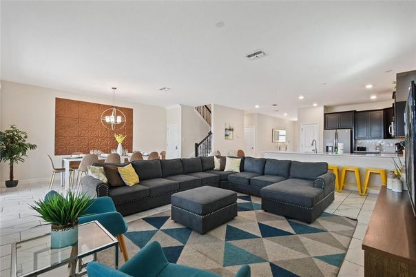 Dining room, Interior, Kitchen, Living room, Pendant Lights, Recessed Lighting, Stainless Steel Appliances