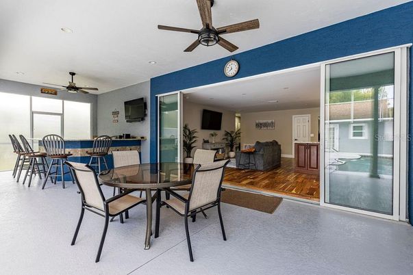 Dining room, Interior, Recessed Lighting, Wood Texture Flooring