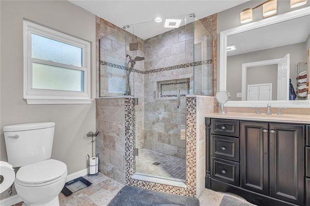 Bathroom, Glass Shower, Interior, Recessed Lighting