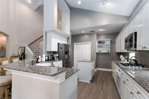 Interior, Kitchen, Recessed Lighting, Wood Texture Flooring