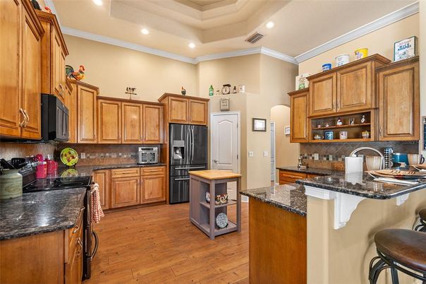 Interior, Kitchen, Recessed Lighting, Wood Texture Flooring