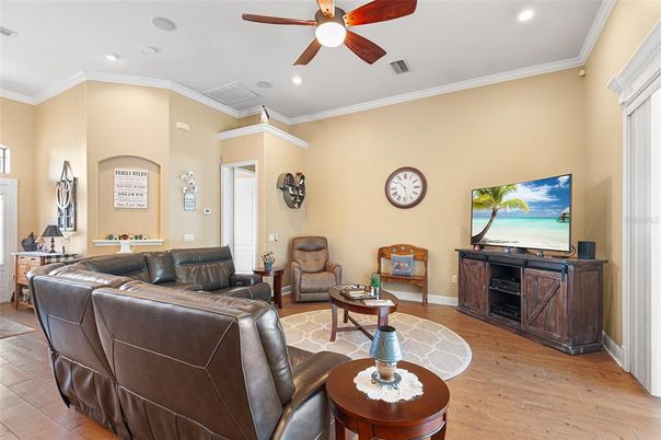 Interior, Living room, Recessed Lighting, Wood Texture Flooring