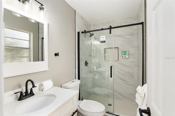 Bathroom, Glass Shower, Interior, Marble Walls