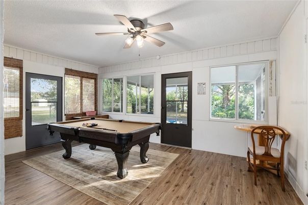 Billiard Table, Game Room, Interior, Wood Texture Flooring