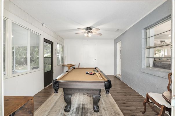 Billiard Table, Game Room, Interior, Wood Texture Flooring