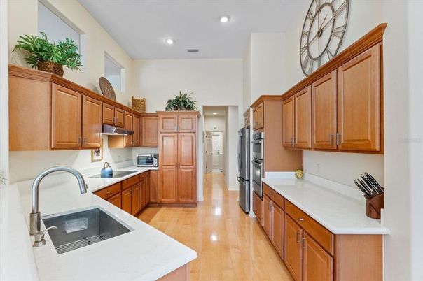 Interior, Kitchen, Recessed Lighting, Wood Texture Flooring