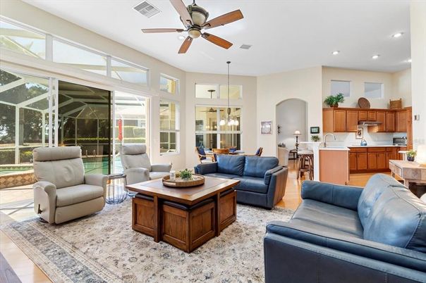 Dining room, Interior, Kitchen, Living room, Pendant Lights, Recessed Lighting, Wood Texture Flooring