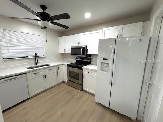 Interior, Kitchen, Recessed Lighting, Wood Texture Flooring